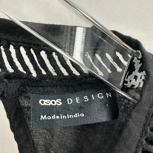 ASOS DESIGN embroidered button up midaxi dress in black B445 - Picture 9 of 9